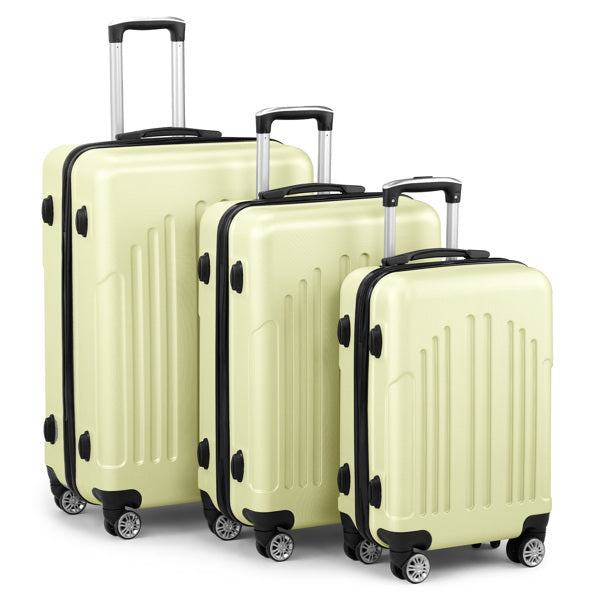 Curved Vertical Pattern Three In One ABS&PC Luggage Inkedjoy