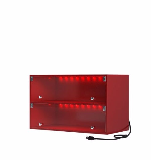 Red Glass Door Shoe Storage Cabinet LED Light - Single Inkedjoy