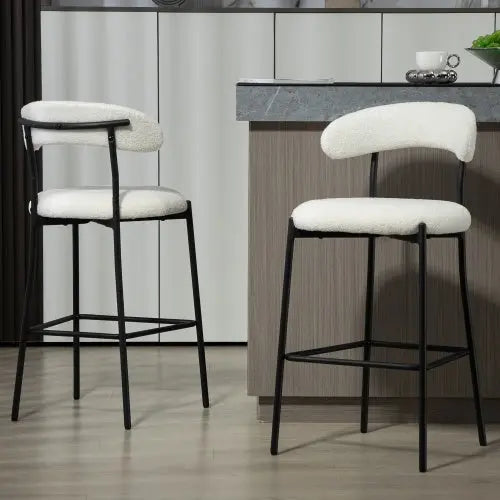 26 Counter Height Bar Stools Teddy Fabric Cover Kitchen Island Counter Bar Stool With Black Powder Coating Base And Footrest My Store