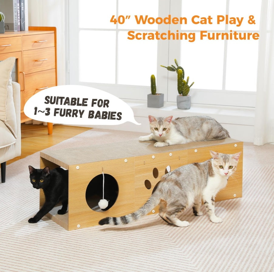 MUlti-Hole Fun Cat Tunnel With Scratching Board My Store