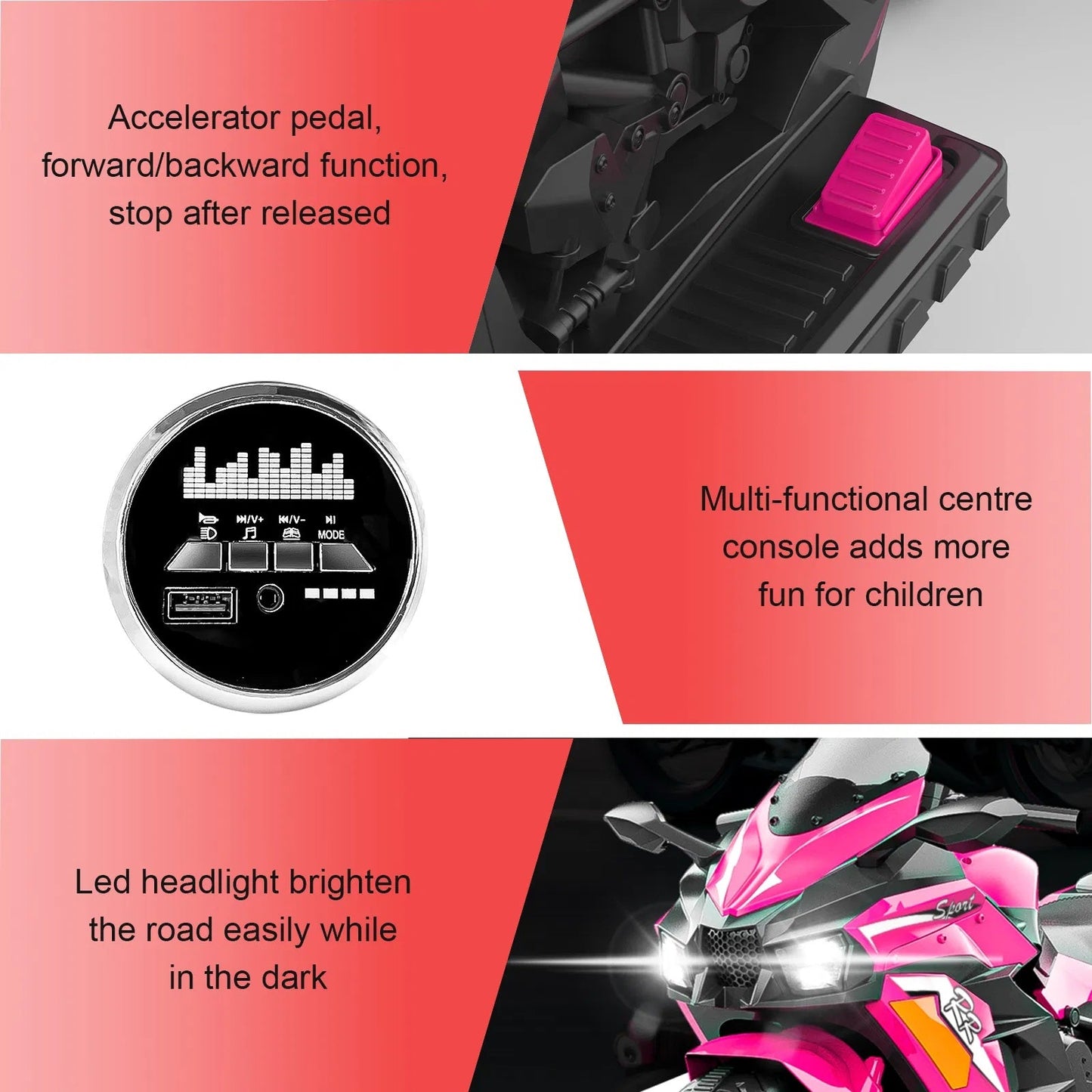 Kids Motorcycle For 3-6 Years, 12V Electric Ride On Inkedjoy