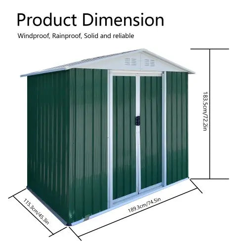 6FTx4FT Apex Roof Outdoor Tool Storage With Aluminum Alloy Frame And Sliding Door My Store