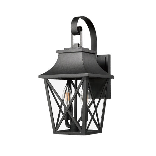Black Outdoor Wall Light 2 Lights, Large Outdoor Modern Wall Light Fixtures Inkedjoy