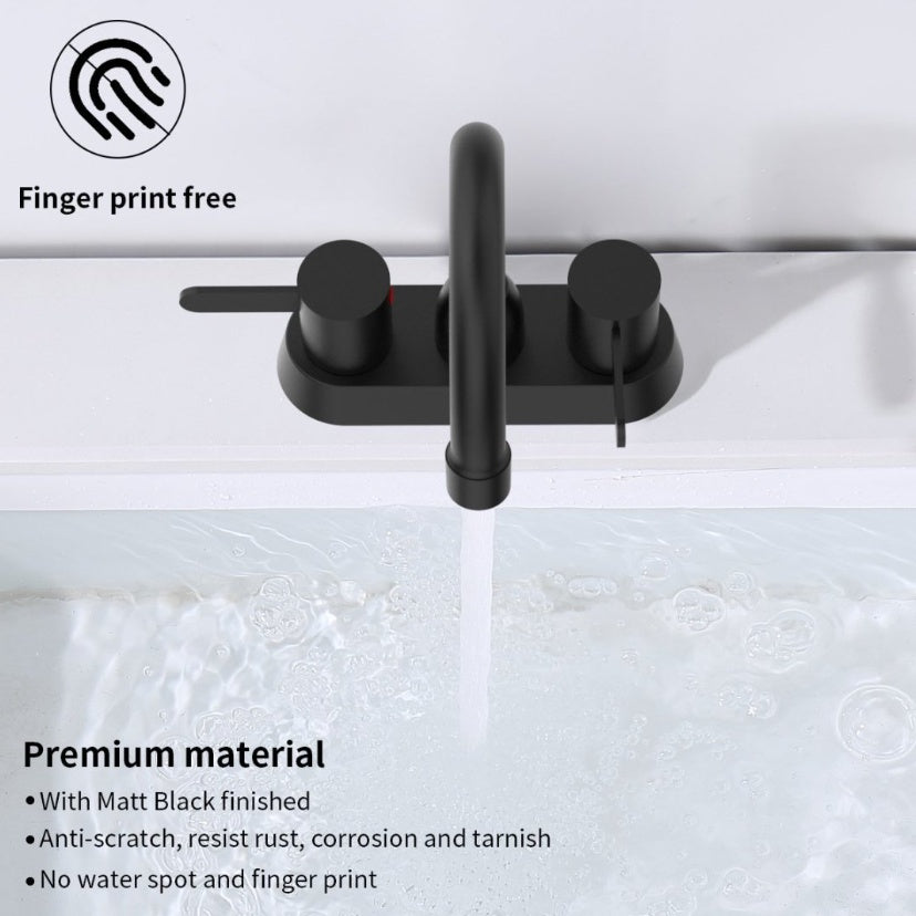 2 Handles Bathroom Sink Faucet- Matte Black Ohberri