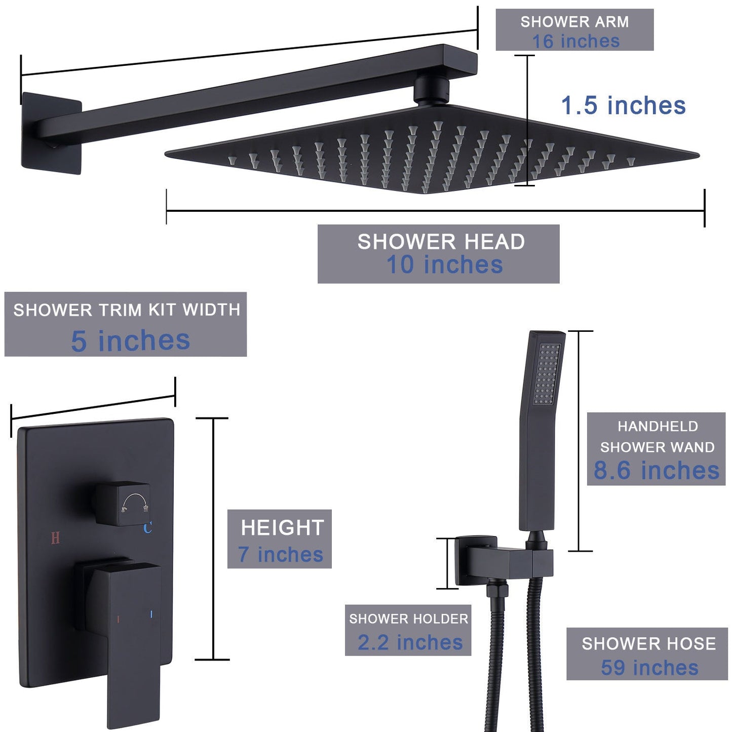 Shower System Shower Faucet Combo Set Wall Mounted With 10" Rainfall Shower Head And Handheld Inkedjoy