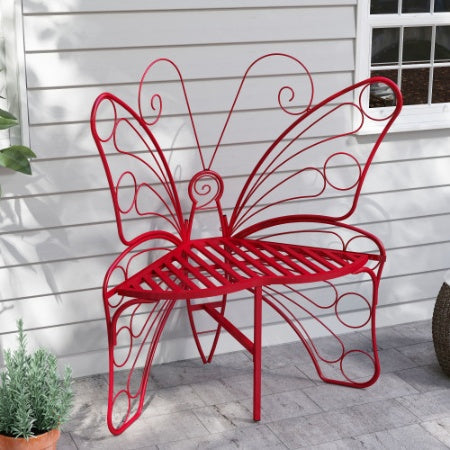 Modern Butterfly Cast Metal Garden Bench Inkedjoy
