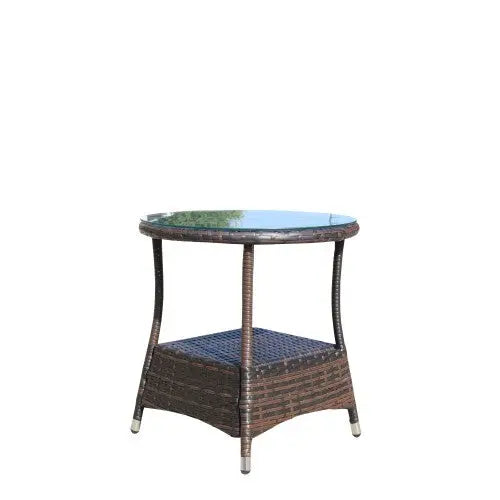 Outdoor Patio Furniture 1 Round Coffee Table With Clear Tempered Glass My Store