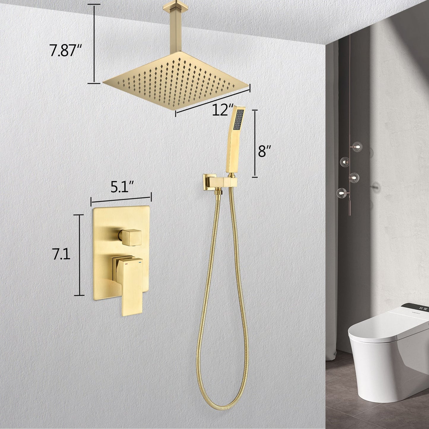 Ceiling Mounted Shower System Combination Set, With Handheld And Shower Head Ohberri