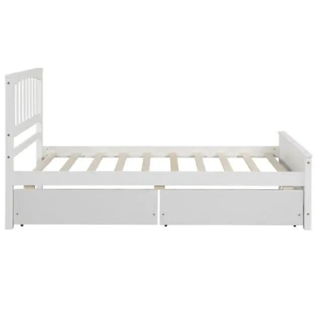 Twin Size Platform Bed With Two Drawers, White My Store