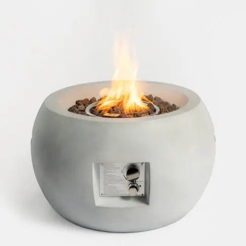 Outdoor Propane Fire Pit Table,Compact Streamlined Modern 24-inch,Round Graphite Base With Waterproof Cover,Free Lava Rocks My Store