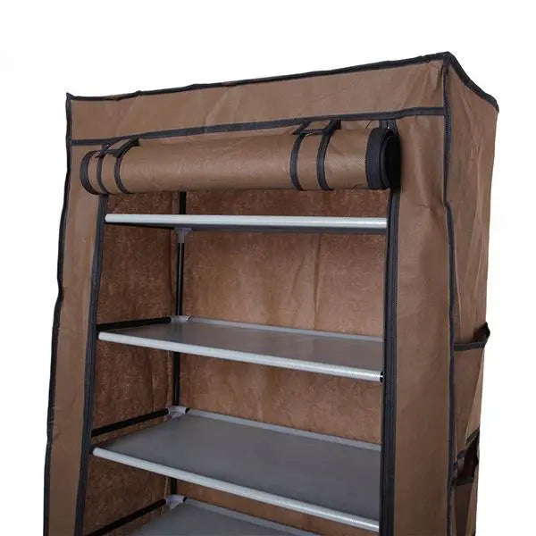 10 Layers Of 9-grid Non-woven Fabric Shoe Cabinet In Coffee Color Inkedjoy