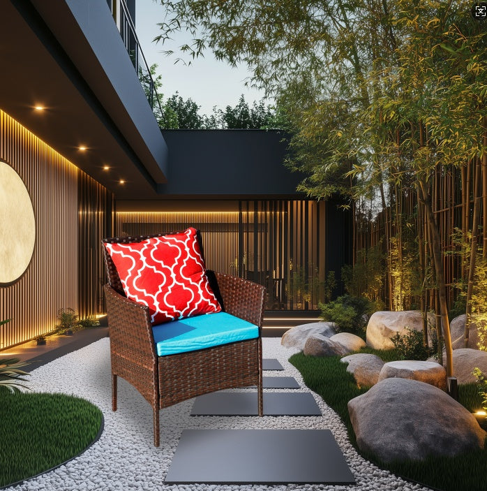 Outdoor Recreation, Courtyard Garden, Rattan Table And Chair Combination Inkedjoy