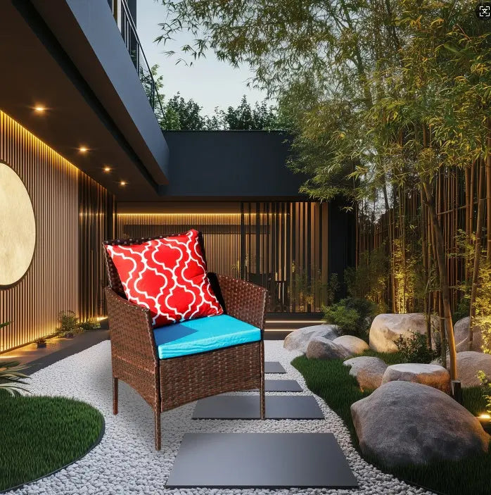 Outdoor Recreation, Courtyard Garden, Rattan Table And Chair Combination Inkedjoy