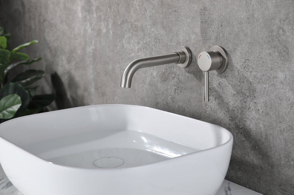 Wall Mount Faucet For Bathroom Sink Or Bathtub- Brushed Nickel Ohberri