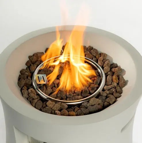 Outdoor Propane Fire Pit Table,Compact Streamlined Modern 20-inch,Round Graphite Base With Waterproof Cover,Free Lava Rocks My Store