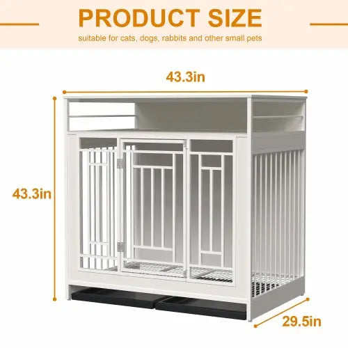 43.3 Inch Large Dog Kennel Furniture, Wooden Kennel With Divider My Store