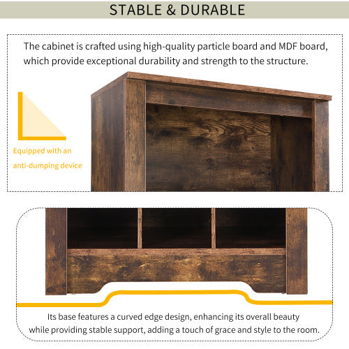 Stylish Design 30 Shoe Cabinet Console, Modern Rustic Brown Inkedjoy