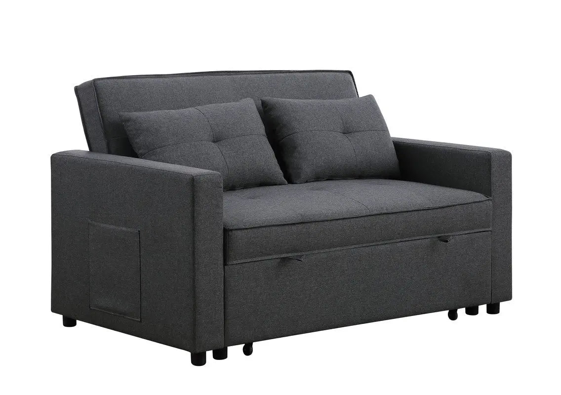 Dark Grey Linen Convertible Sleeper Double Sofa My Store