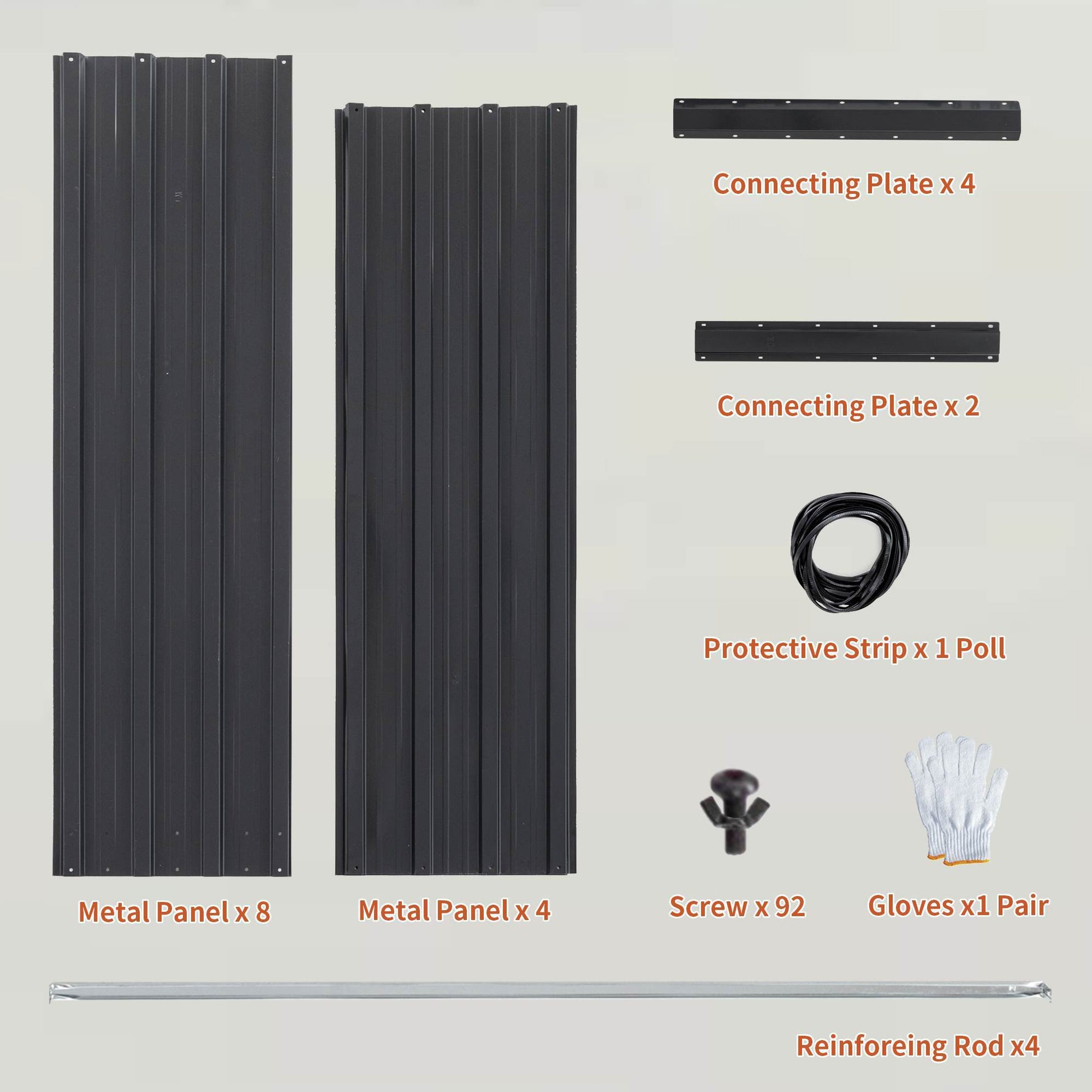 Outdoor Galvanized Raised Garden Bed Kit, Black Rectangle Planter Inkedjoy