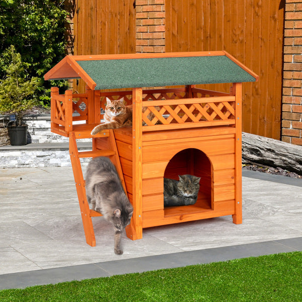 Cat house 2-layer Fence, Green Asphalt Roof My Store