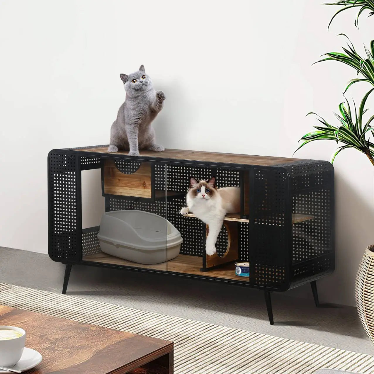 Spacious Cat House With Tempered Glass For Living Room, Hallway My Store