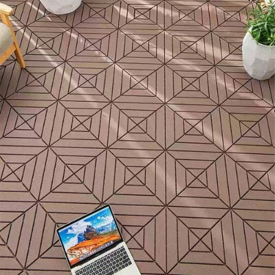Plastic Interlocking Deck Tiles,44 Pack Patio Deck Tiles,12x12 Square Waterproof - Red Brown Inkedjoy