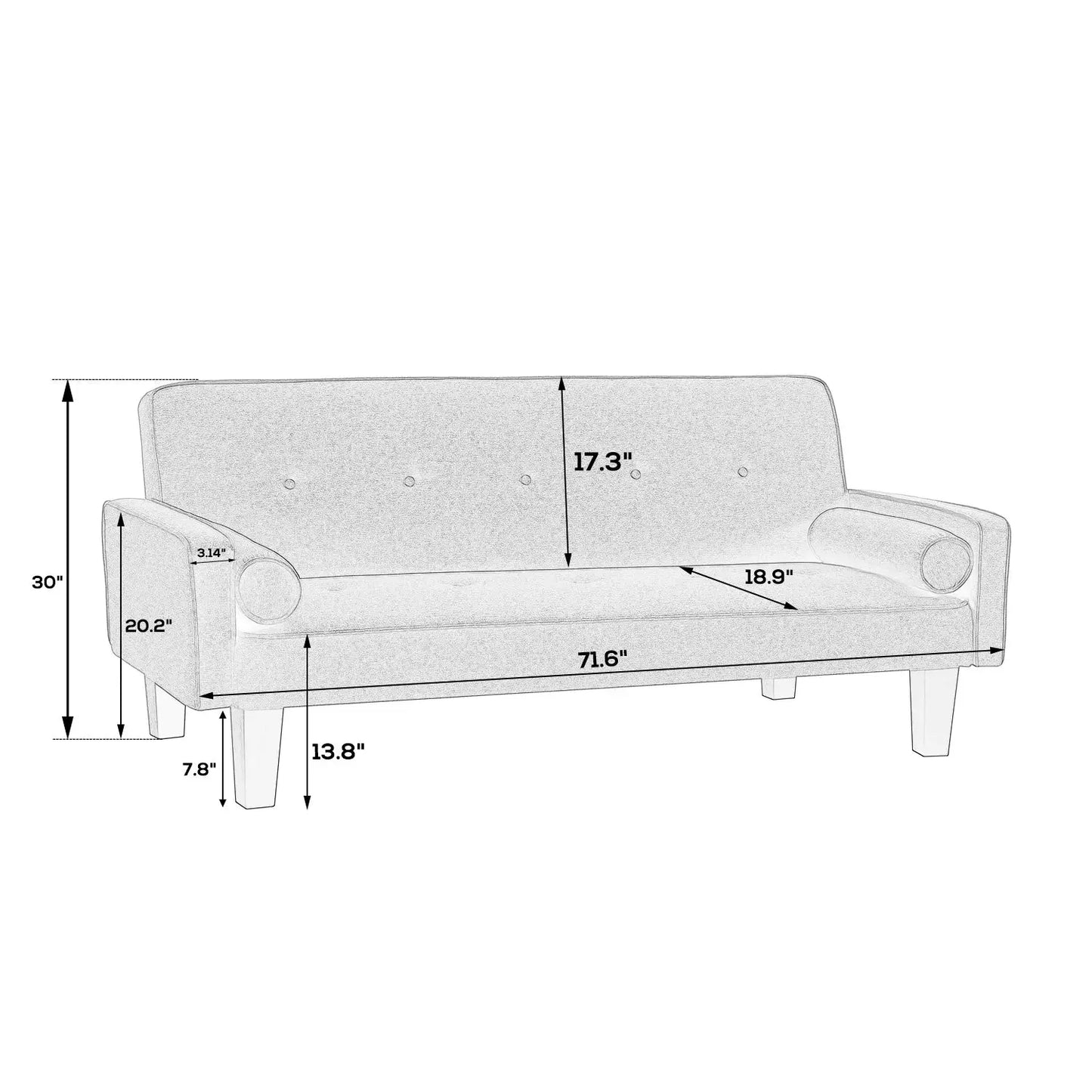 Fabric Sofa, Medieval Love Seat Sofa Furniture, With Pillows, Living Room Button Tufted Sofa, Pull Point Design My Store