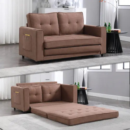 3-in-1 Upholstered Futon Sofa Convertible Floor Sofa Bed My Store