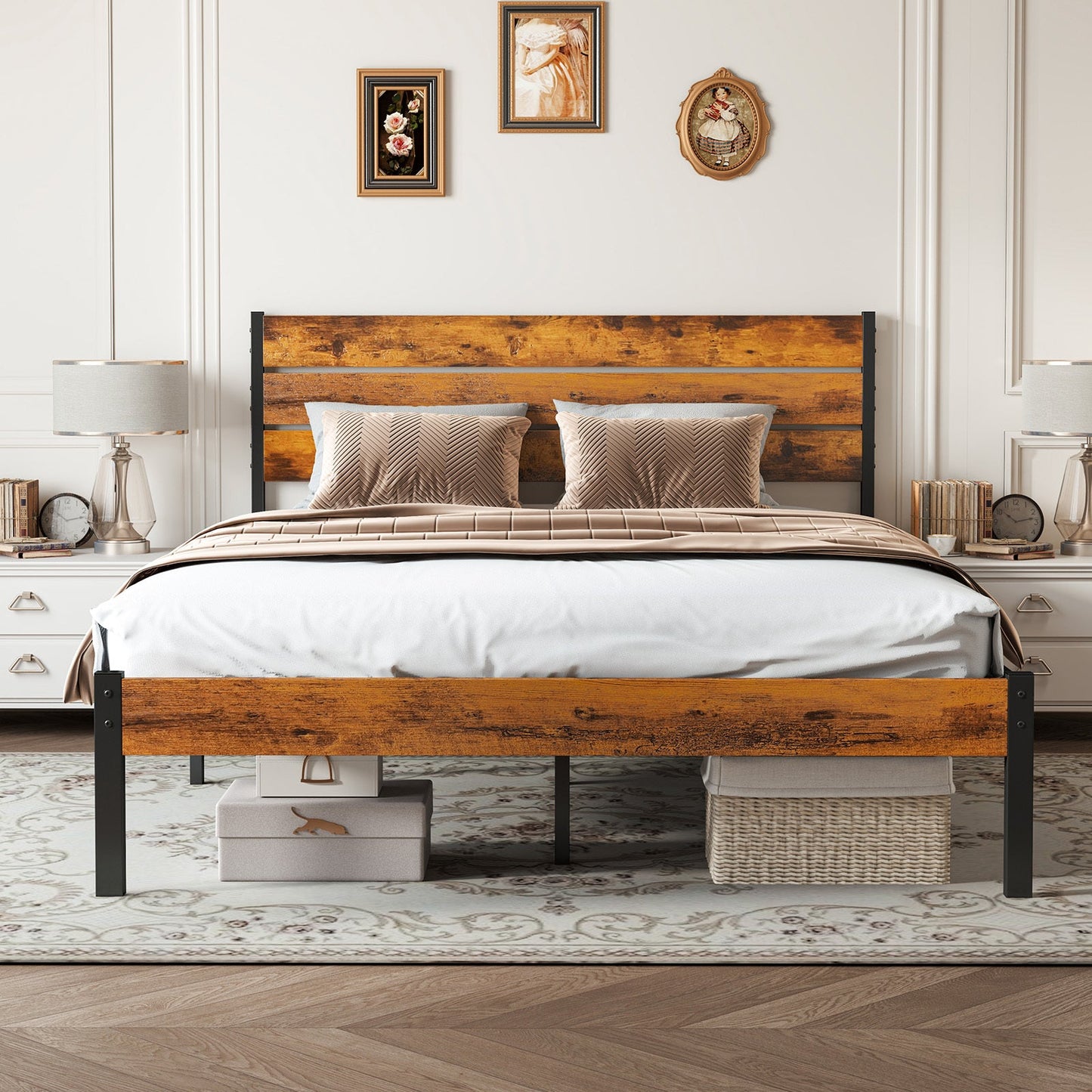 Metal Platform Bed Frame - Mattress Foundation With Headboard And Footboard My Store