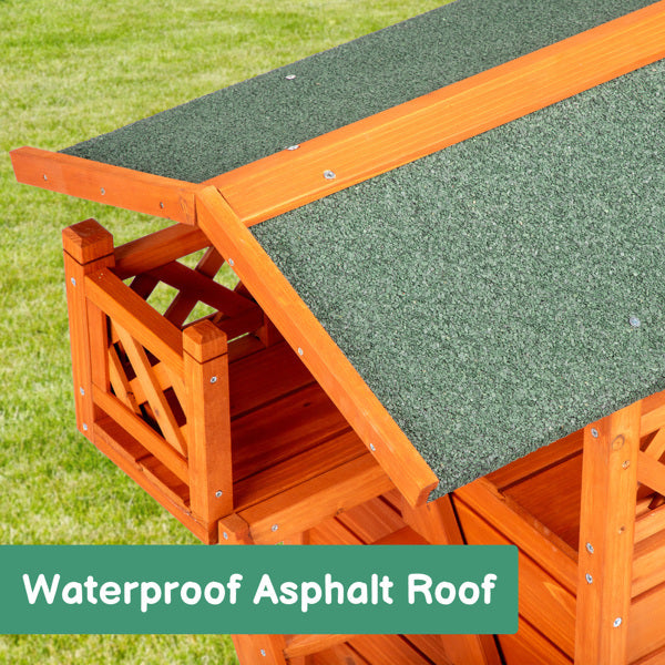 Cat house 2-layer Fence, Green Asphalt Roof My Store