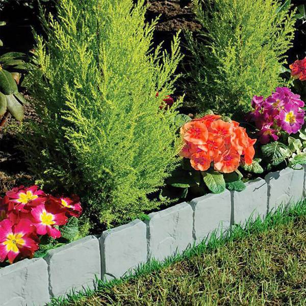 Garden Edge, Imitation Stone Effect Garden Lawn Edge, Non Digging Flexible Lawn Edge, And Flower Bed Edge Gray -20 Inkedjoy