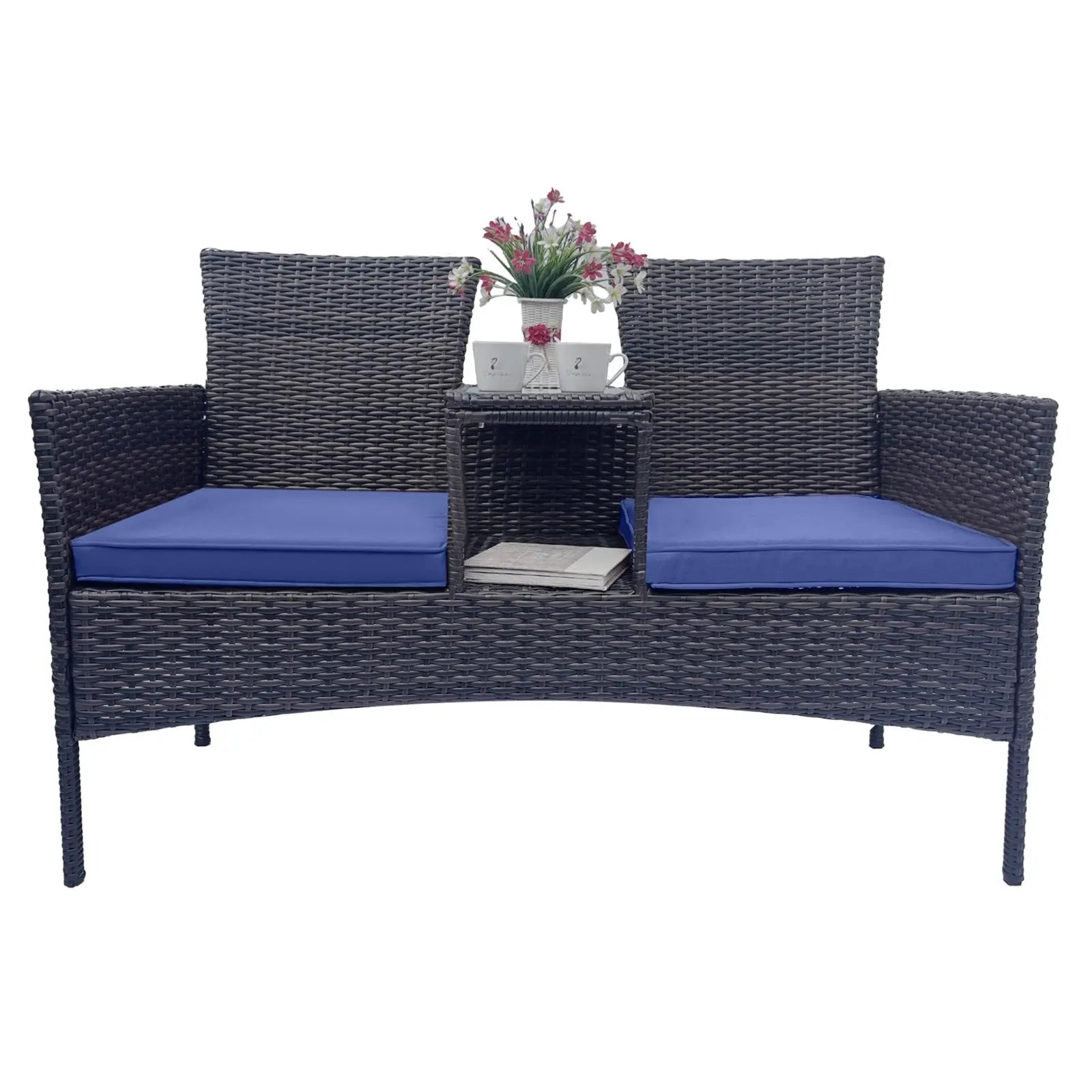 Wicker Patio Conversation Furniture Set, Outdoor Furniture Set With Removable Cushions & Table, Temp My Store