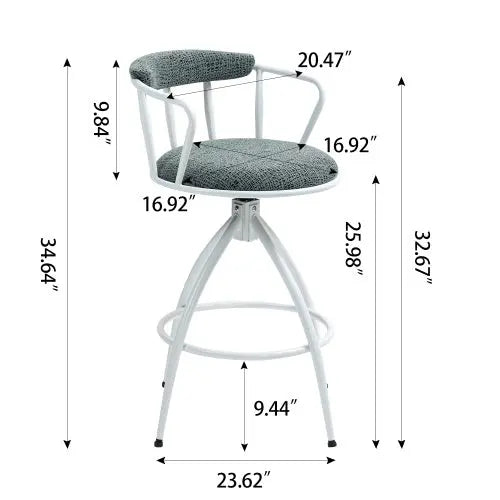 26 Swivel Counter Height Bar Stool, Set Of 2- Fabric Seat With Metal Frame, Modern Industrial Design Bar Chairs For Kitchen Island, Dining Room, Home Bar, Counter Seat My Store