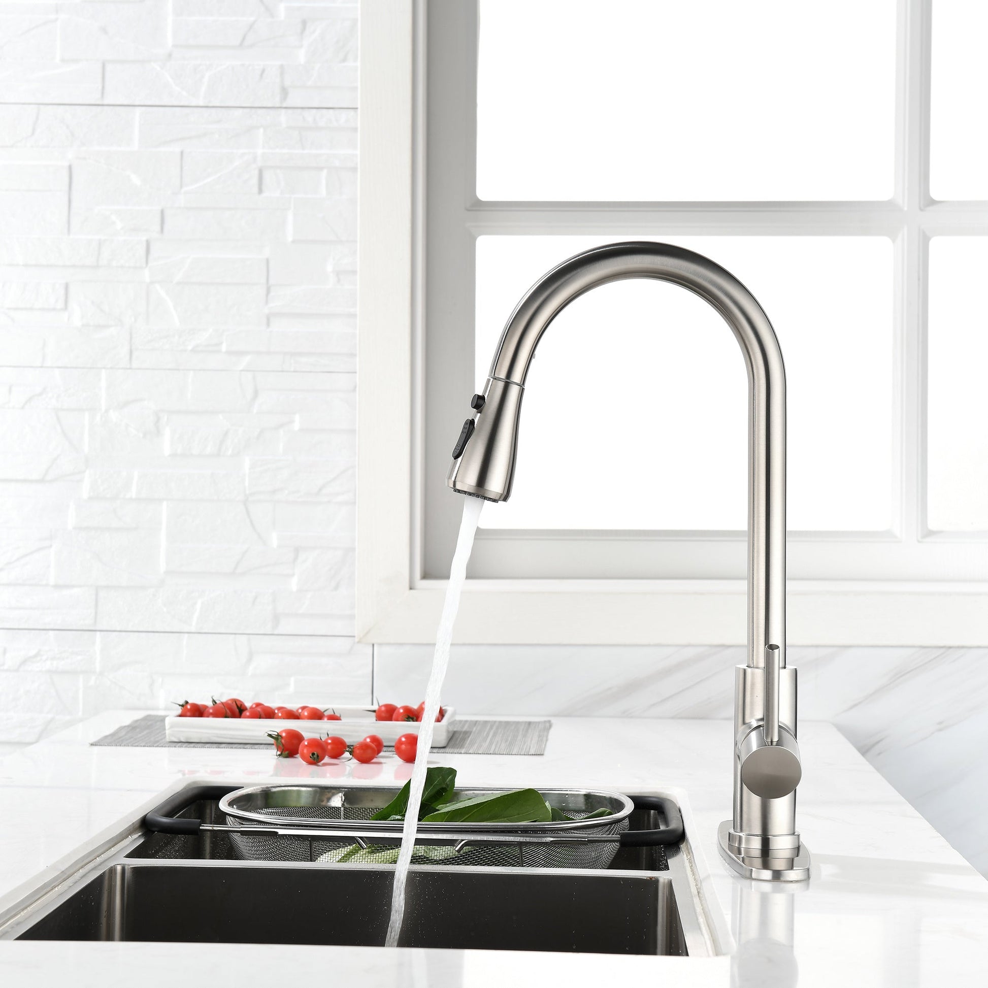 Single Handle High  Pull Out Kitchen Faucet- Stainless Steel Ohberri