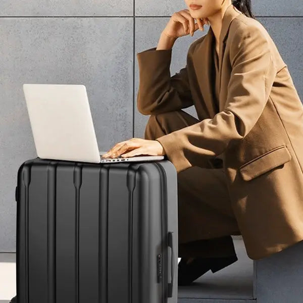 Three In One Set With Vertical Stripe Pattern ABS PC Luggage, 20in, 24in, 28in ABS Inkedjoy