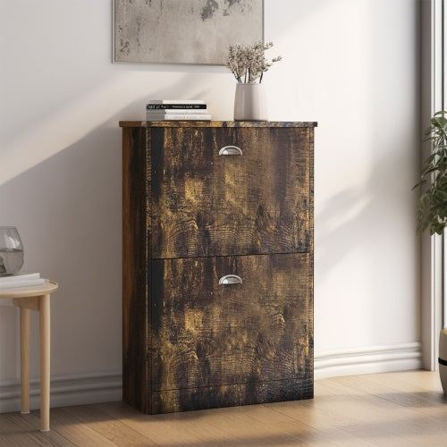 Shoe Cabinet,Hidden Slim Narrow Original Wood Color Inkedjoy