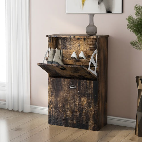 Shoe Cabinet,Hidden Slim Narrow Original Wood Color Inkedjoy