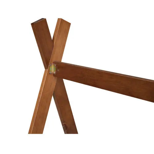 Twin Size Tent Floor Bed With Triangle Structure, Black Brown My Store