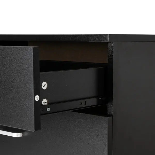 3 Drawers Bedside Table Black My Store