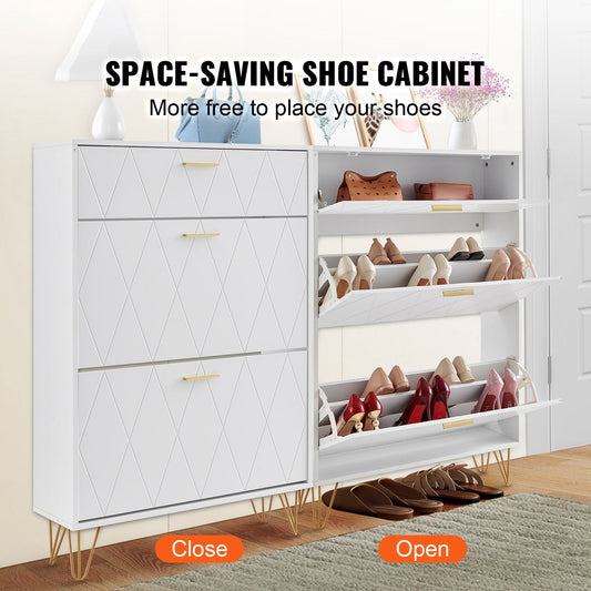 Shoe Cabinet With 3 Flip Drawers Inkedjoy