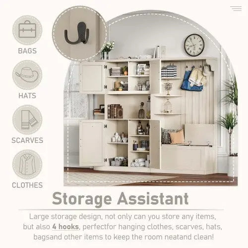 Multifunctional Left-right Combination Hall Cabinet -Beige My Store