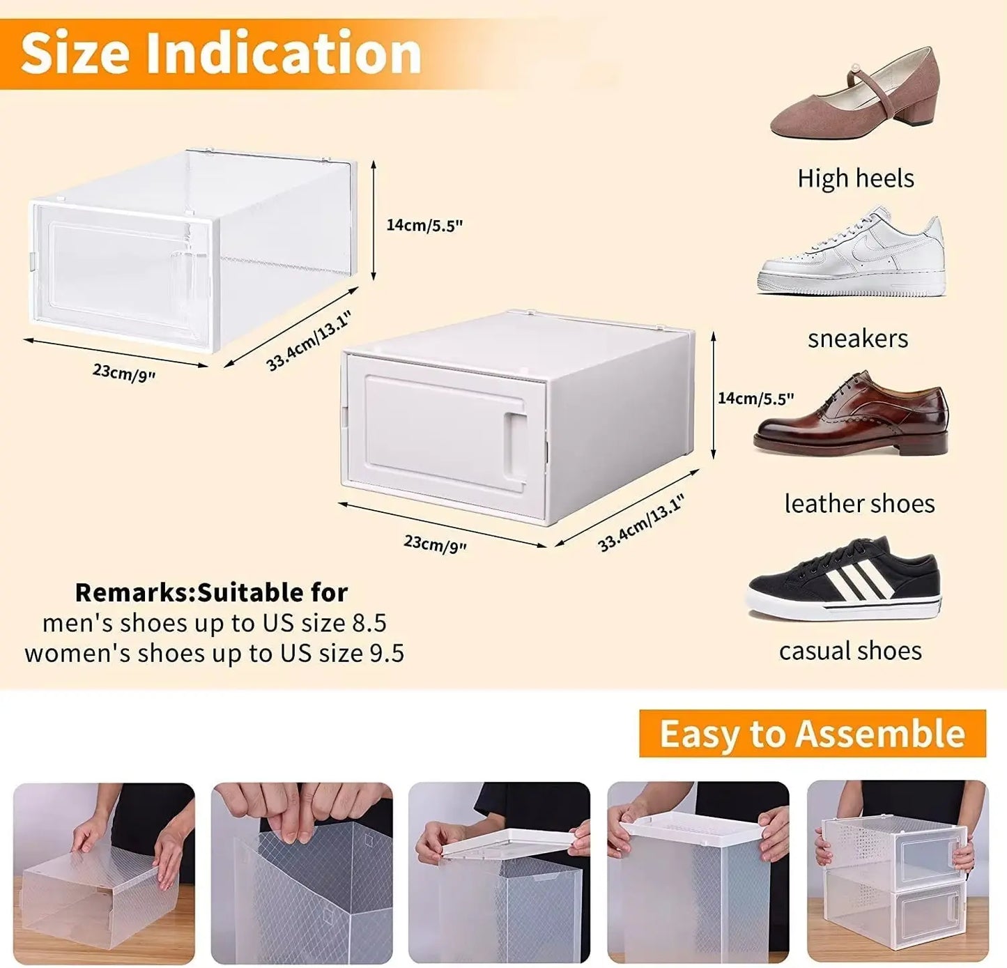 15 Pack Foldable Shoe Box Storage Containers Inkedjoy