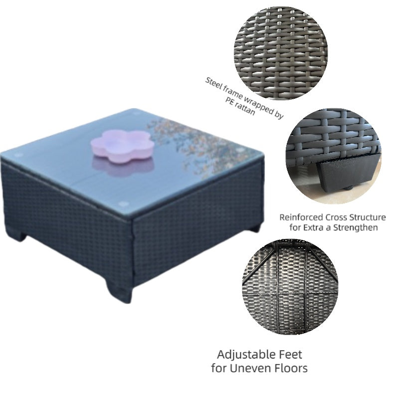 Outdoor Recreation, Courtyard Garden, Rattan Table And Chair Combination Inkedjoy