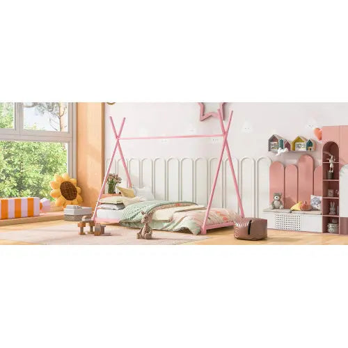 Metal Twin Size House Platform Bed With Triangle Structure My Store