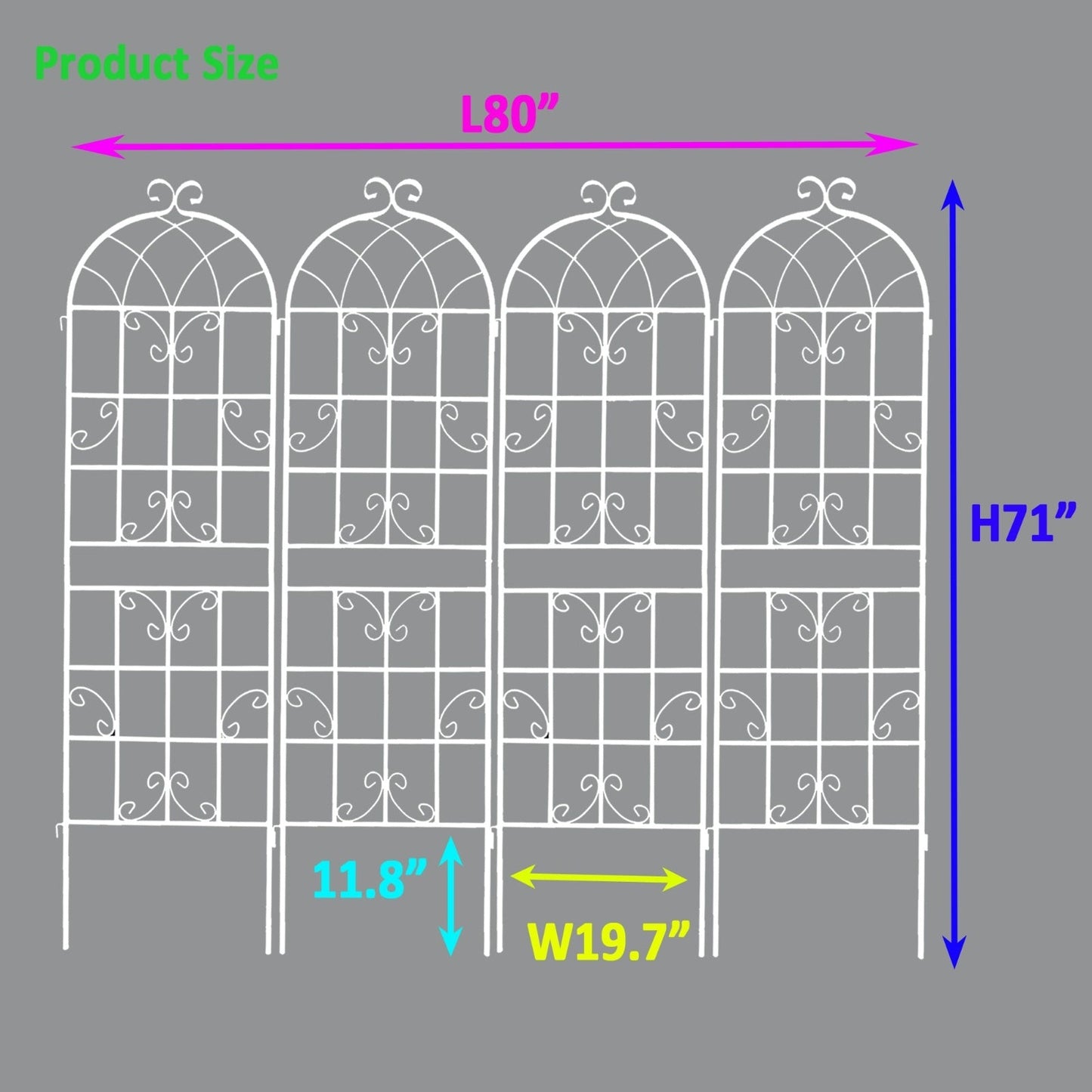 4 Pack Metal Garden Trellis 7  X19.7 Rustproof For Climbing Plants Support Inkedjoy