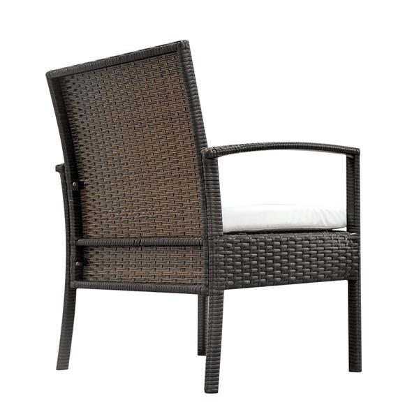 4pcs Armrests Fully Woven Brown Embossed 1 Double Seat 2 Single Seat 1 Tea Table Woven Rattan Sofa Inkedjoy