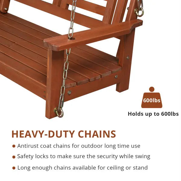 Red Brown Iron Chain Double Wooden Swing My Store