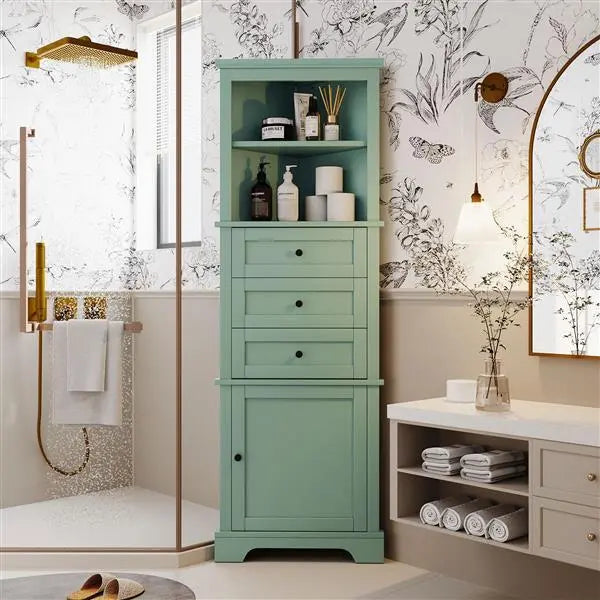 Green Triangular High Cabinet With 3 Drawers And Adjustable Shelves My Store