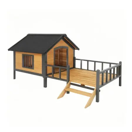 Outdoor Large Wooden Cabin House Style Wooden Dog Kennel With Porch My Store