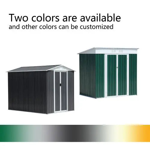 6FTx4FT Apex Roof Green Outdoor Tool Storage House Garden Shed With Aluminum Alloy Frame And Sliding Door My Store